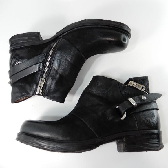 A.S.98 Steve Studded Moto Bootie Boots Size 39 8.5 9 Black Leather Zippers NEW - Picture 9 of 14